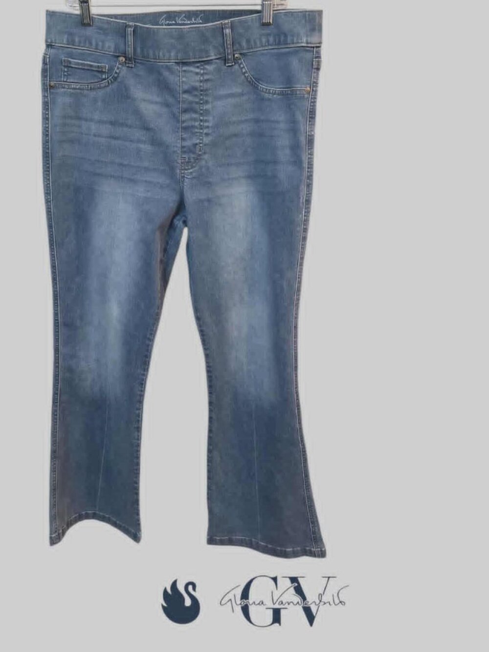Gloria Vanderbilt  High Rise Flare Denim Casual  Pull On Elastic Jeans Womens 14